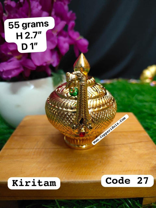 Prasiddh copper idol presents copper on gold plated kirita / crown