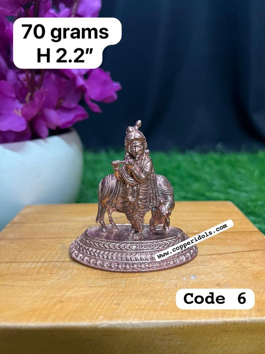 Prasiddh copper idol present copper idol of cow krishna 2d model