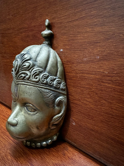 Vintage white bronze cast Hanuman mask mountable from deccan