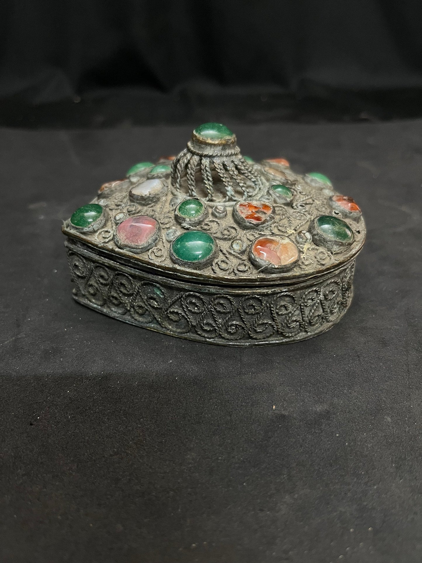 vintage brass cast jewellery box