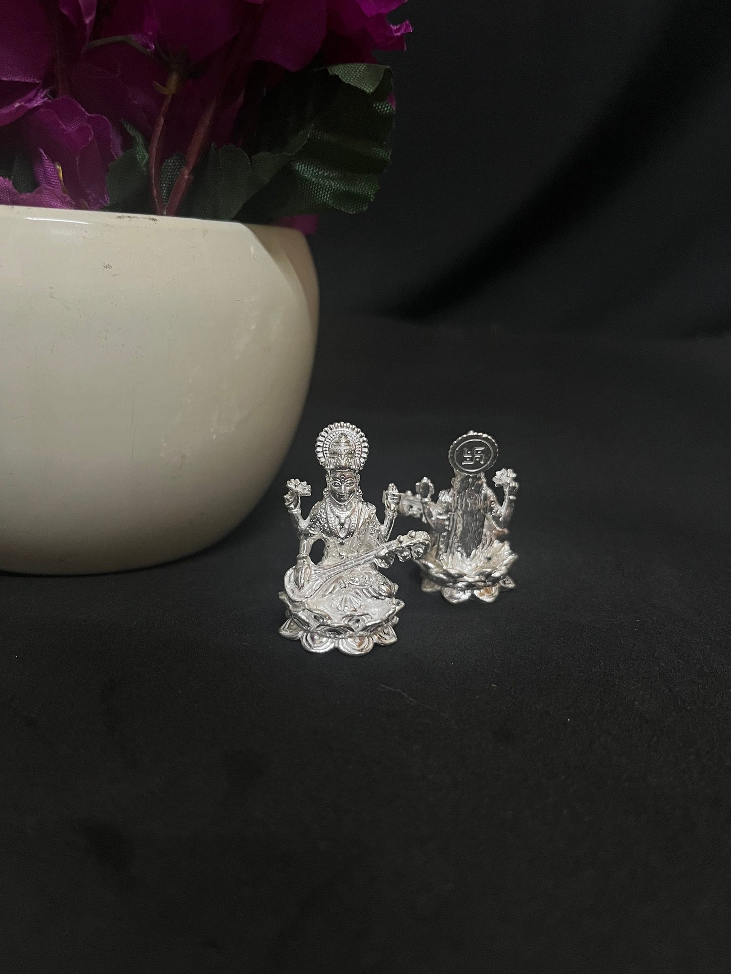 silver made saraswati idols