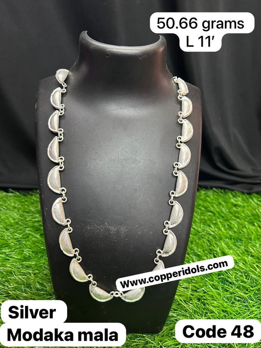 silver made modaka chain for god idols