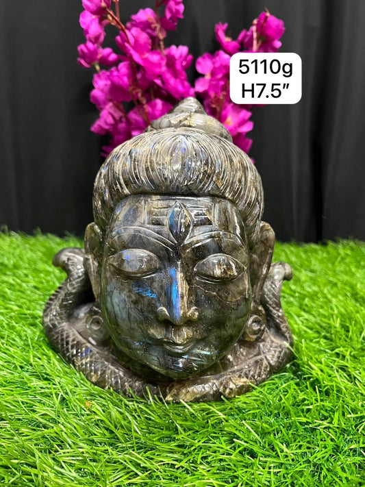 labrodite stone made shiva mukha solid figurine