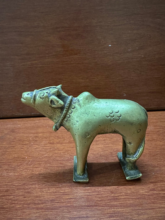 Vintage solid bronze nandi from karnataka , a folk art beauty collectible item