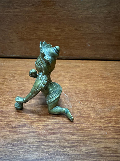 vintage bronze cast crawling krishna