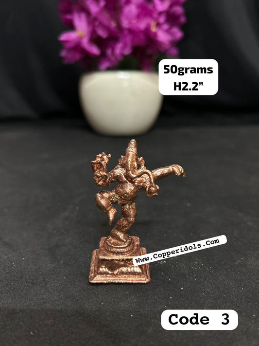 copper casted idol of narthana ganesha