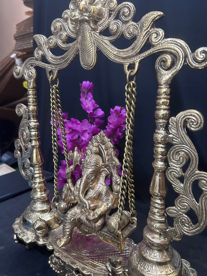 brass cast ganesha on swing solid catsed