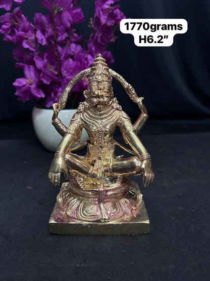 Copper casted idol of Lord Yoga Narasimha Idol