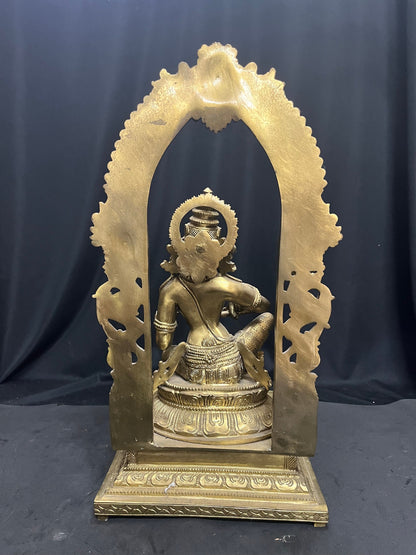 Bronze cast Annaporneshwari figurine idol, a manifestation of Goddess Parvati Uma