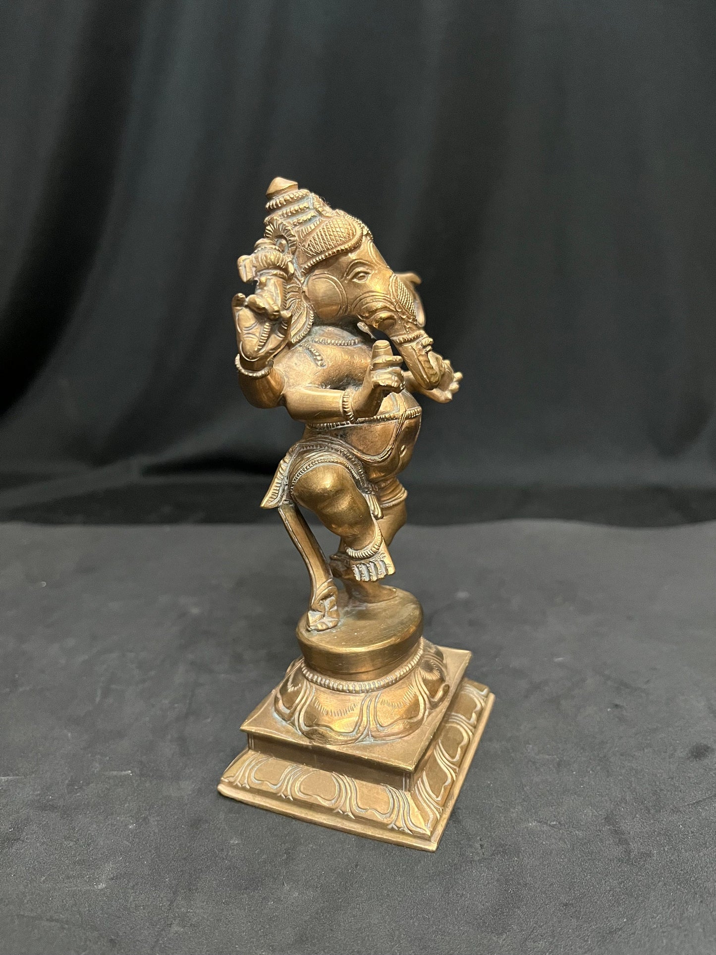 vintage bronze cast narthana ganapathi from south india