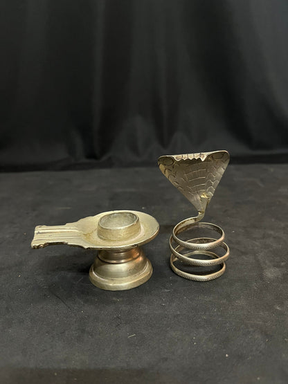 vintage white brass cast ling base or yoni base with serpernt