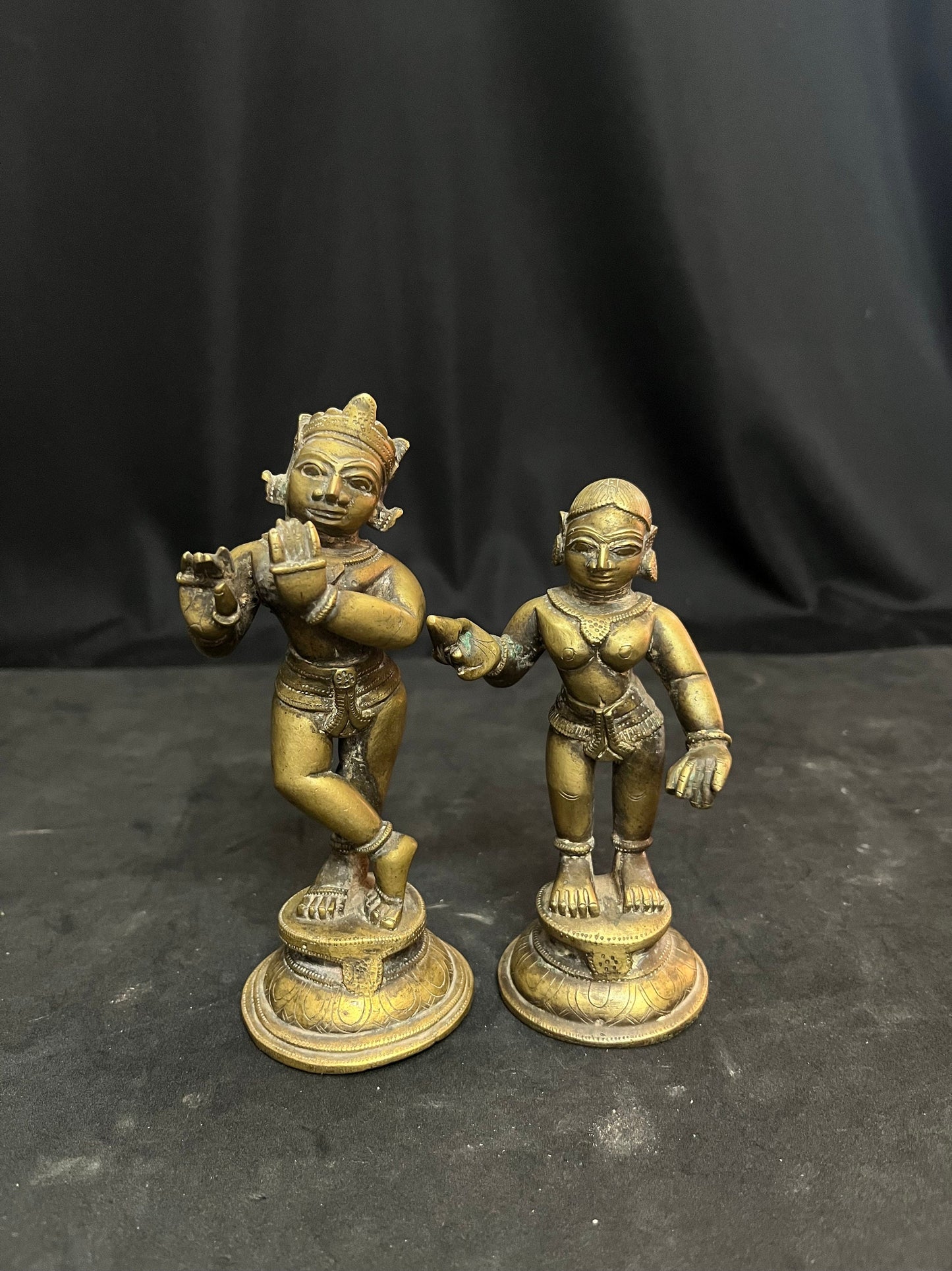 vintage bronze cast radha krishna figurine gujarat style