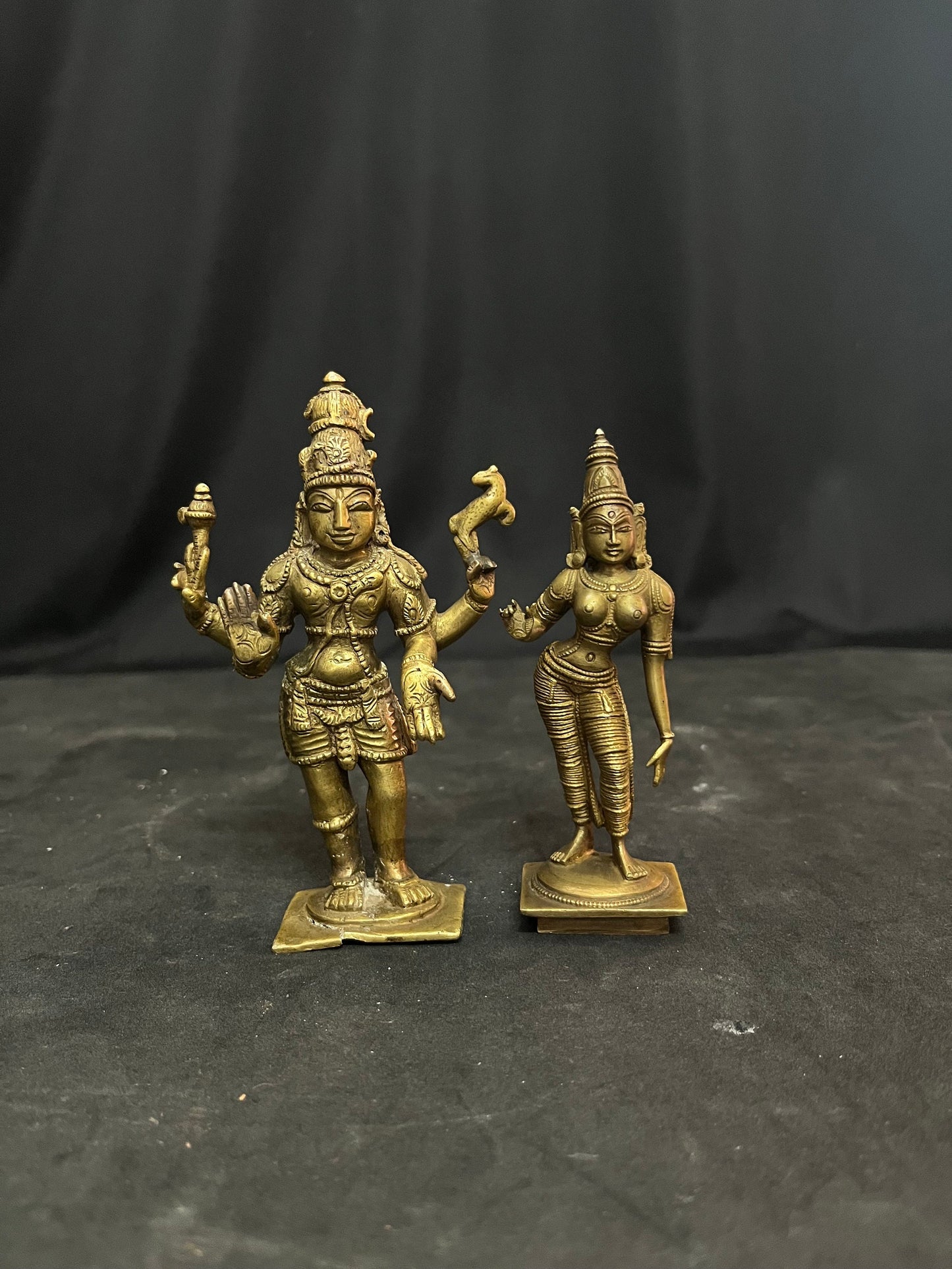 vintage bronze cast uma maheshwari and Chandramouleshwara shiva