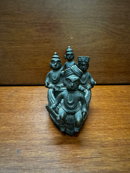 Vintage bronze cast boat with riders from deccan india, a rare collectible