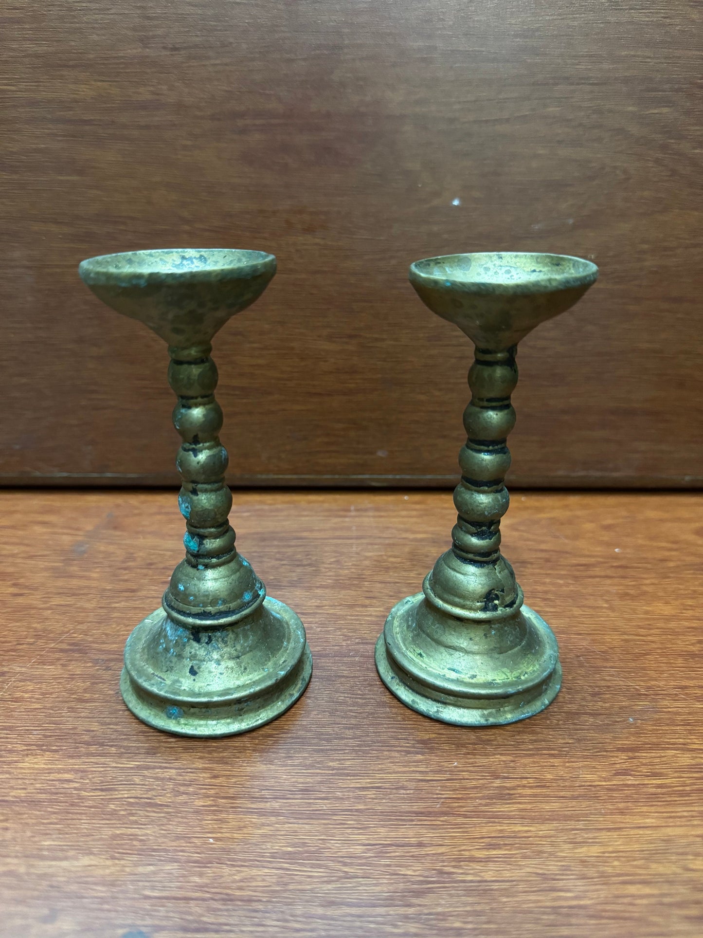 Vintage bronze cast bowl lamps from karnataka