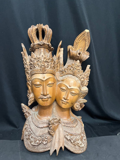 Vintage wooden Shiva Parvati in different art form influenced by east