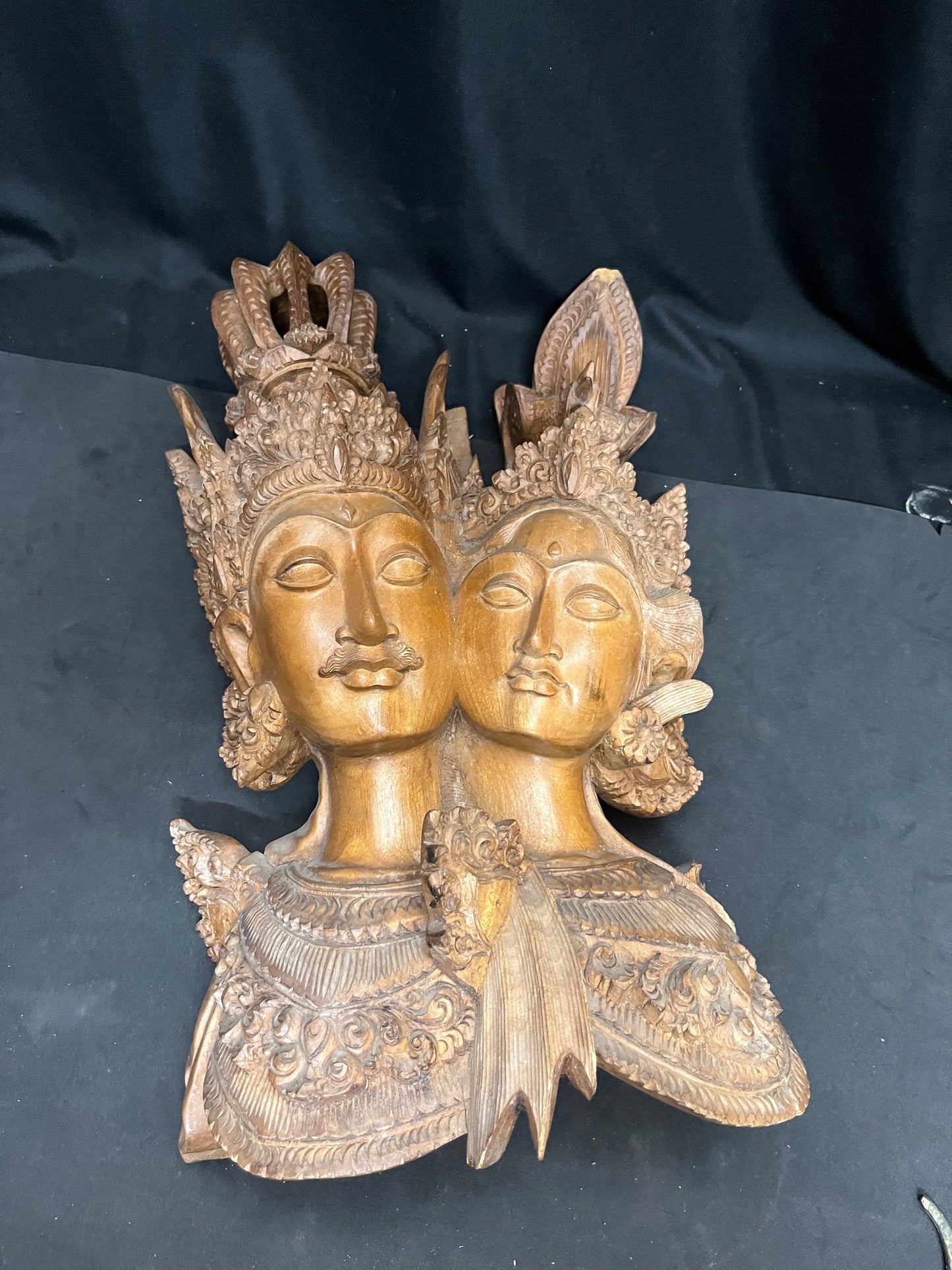 Vintage wooden Shiva Parvati in different art form influenced by east