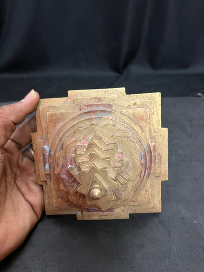 vintage bronze cast meru sri chakra sri yantra for worship