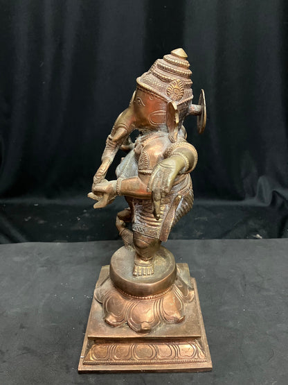 vintage bronze cast narthana ganesha figurine