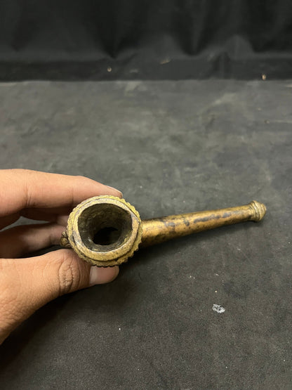 vintage bronze cast bird tipped smoking pipe