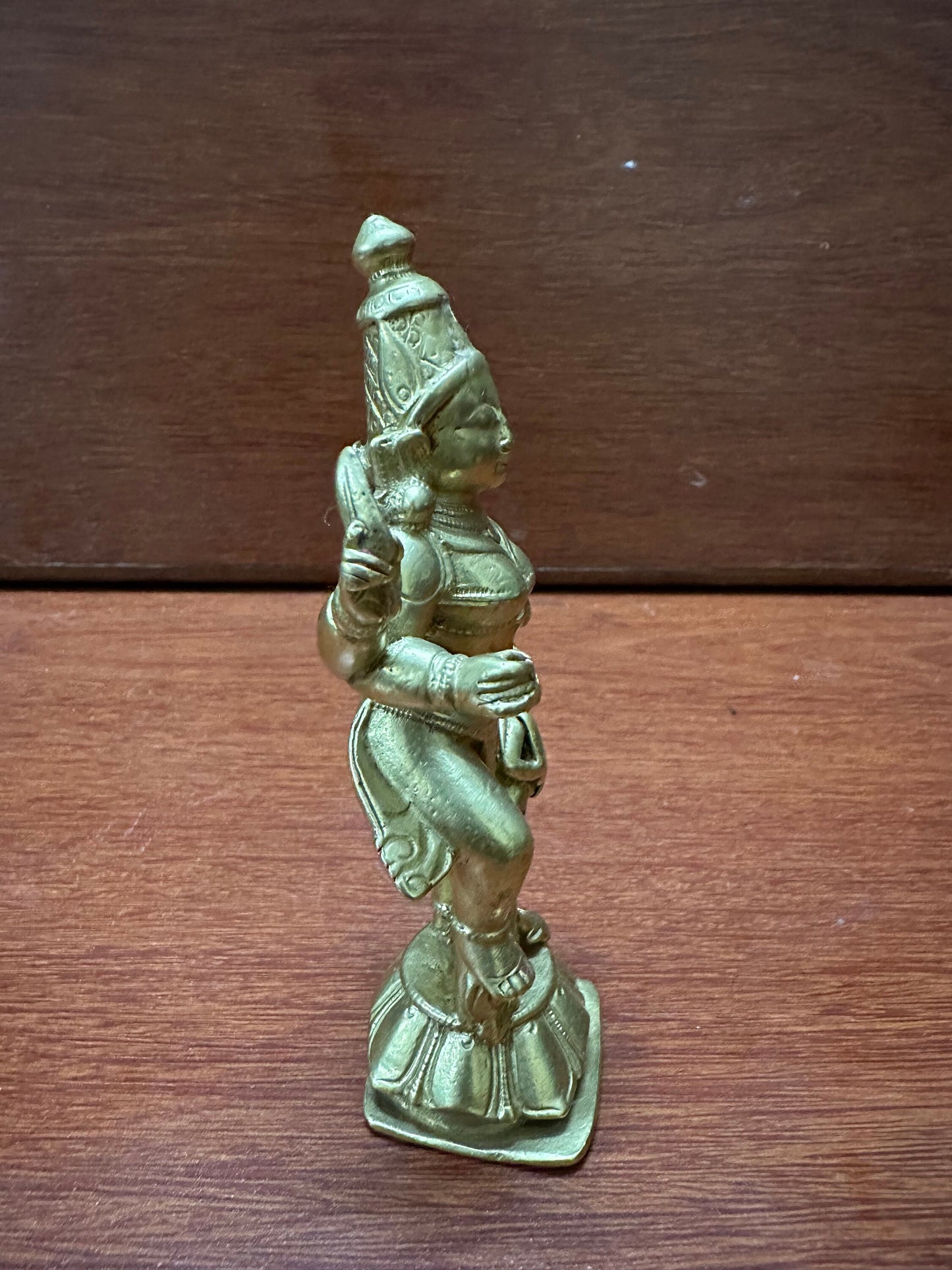 Vintage solid golden bronze cast durga from deccan india