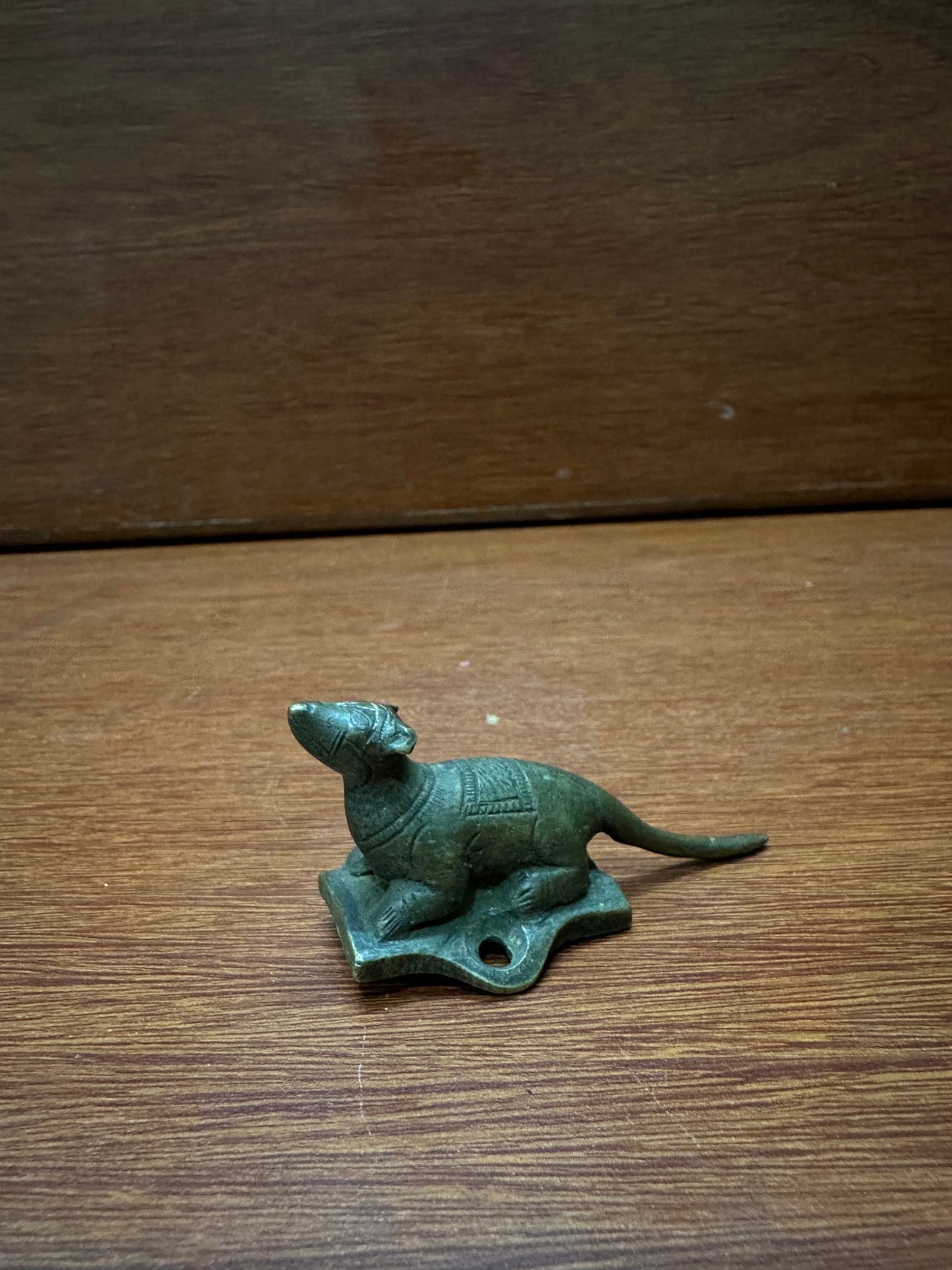 vintage bronze cast mooshika , a rat