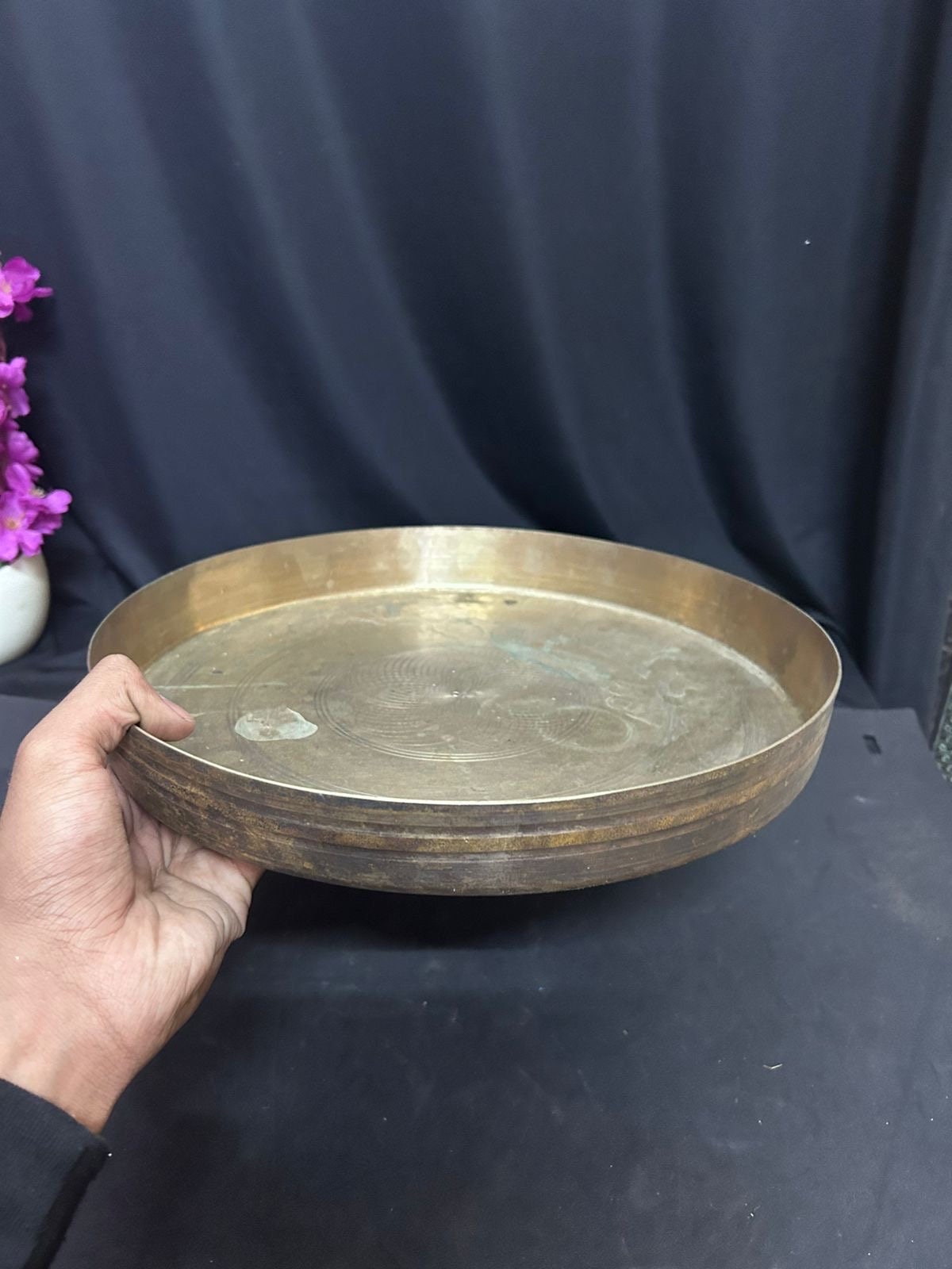 vintage bronze cast handmade dinner plate