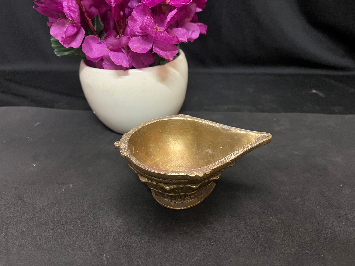 vintage bronze cast deepa or oil lamp