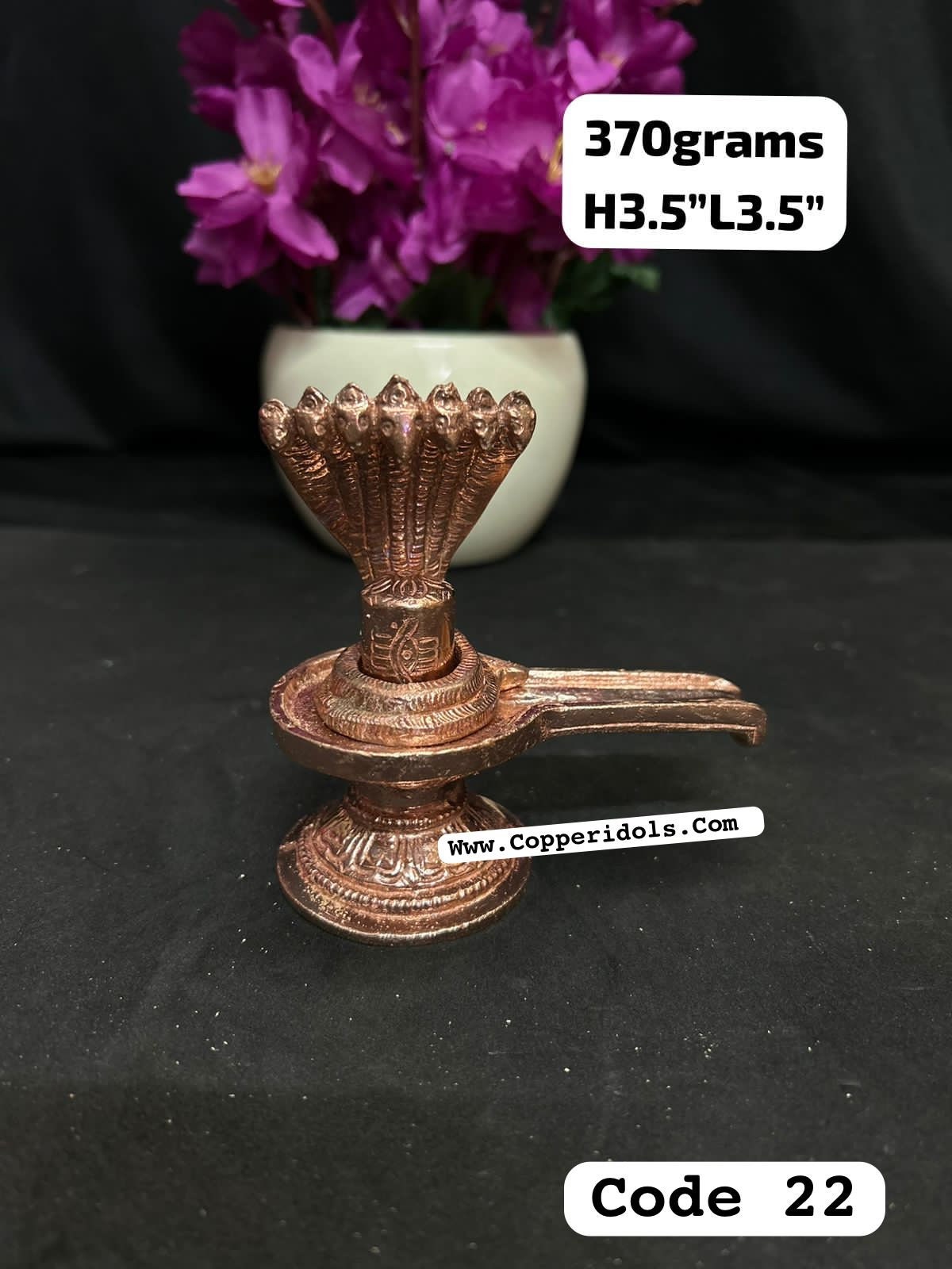 Copper casted idol of shiva linga with nagabharna