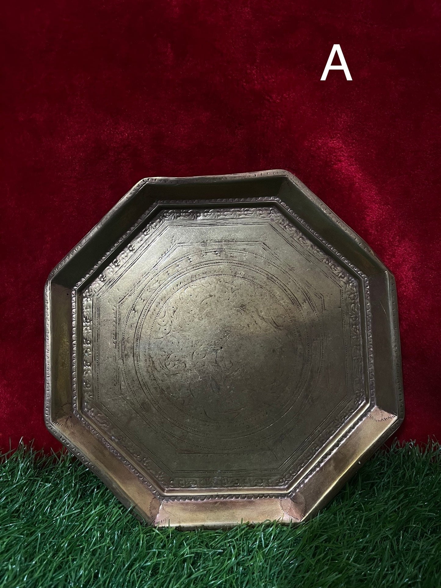 vintage bronze made octogonal ceremonial plate from karnataka