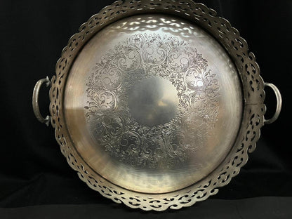 vintage brass made rare styled floral bound tray