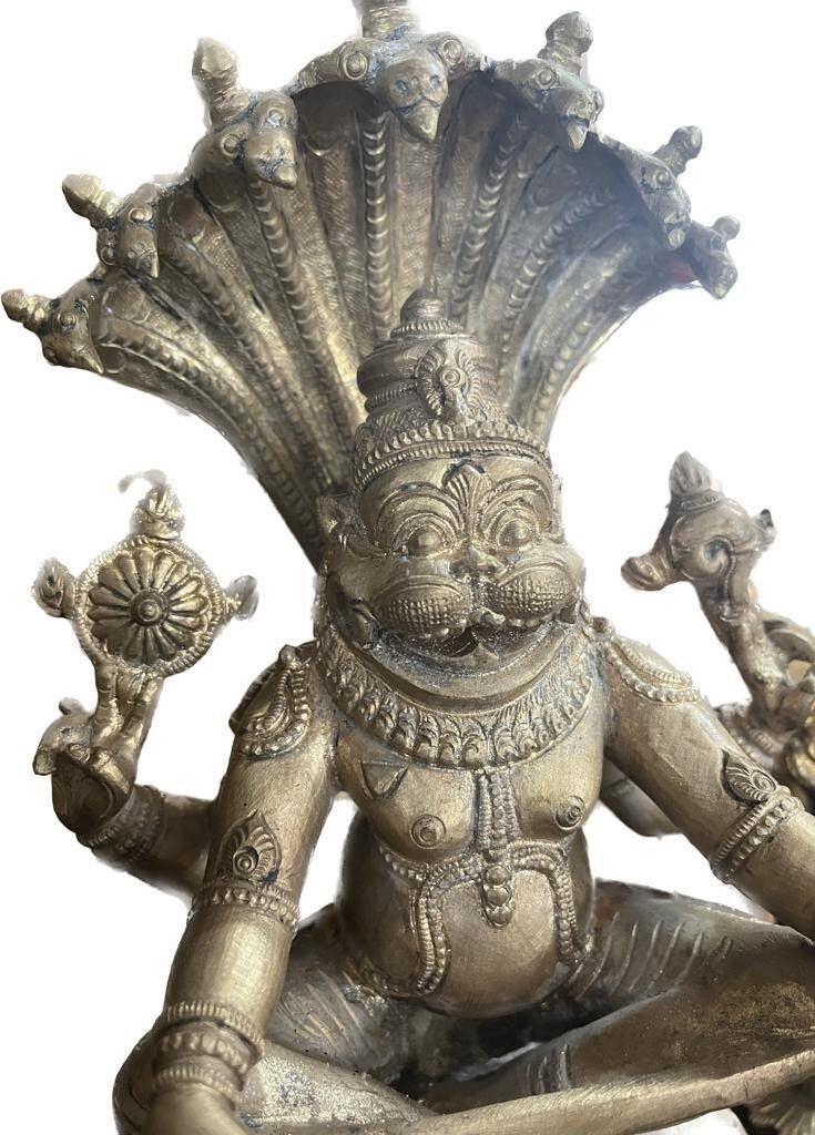 Prasiddh copper idols present panchaloha idol of yoga narasimha swamy with adishesha