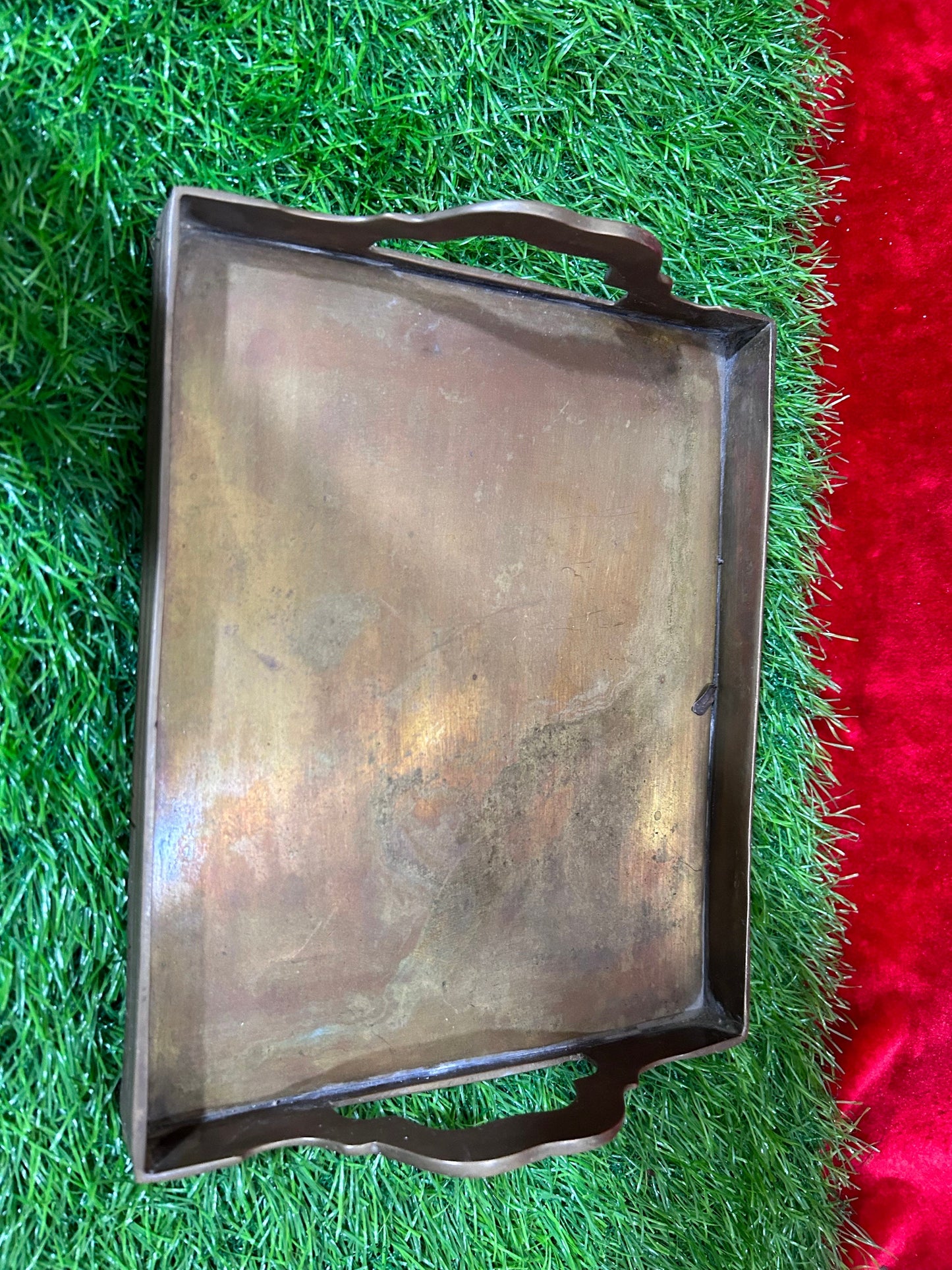 vintage bronze cast serving tray