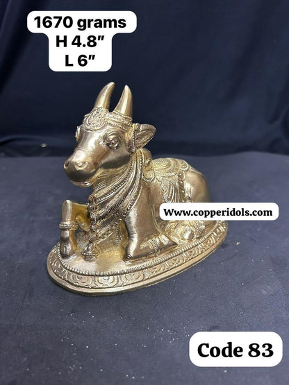 Bronze handcrafted magnificent Nandi Nandishwara from karnataka