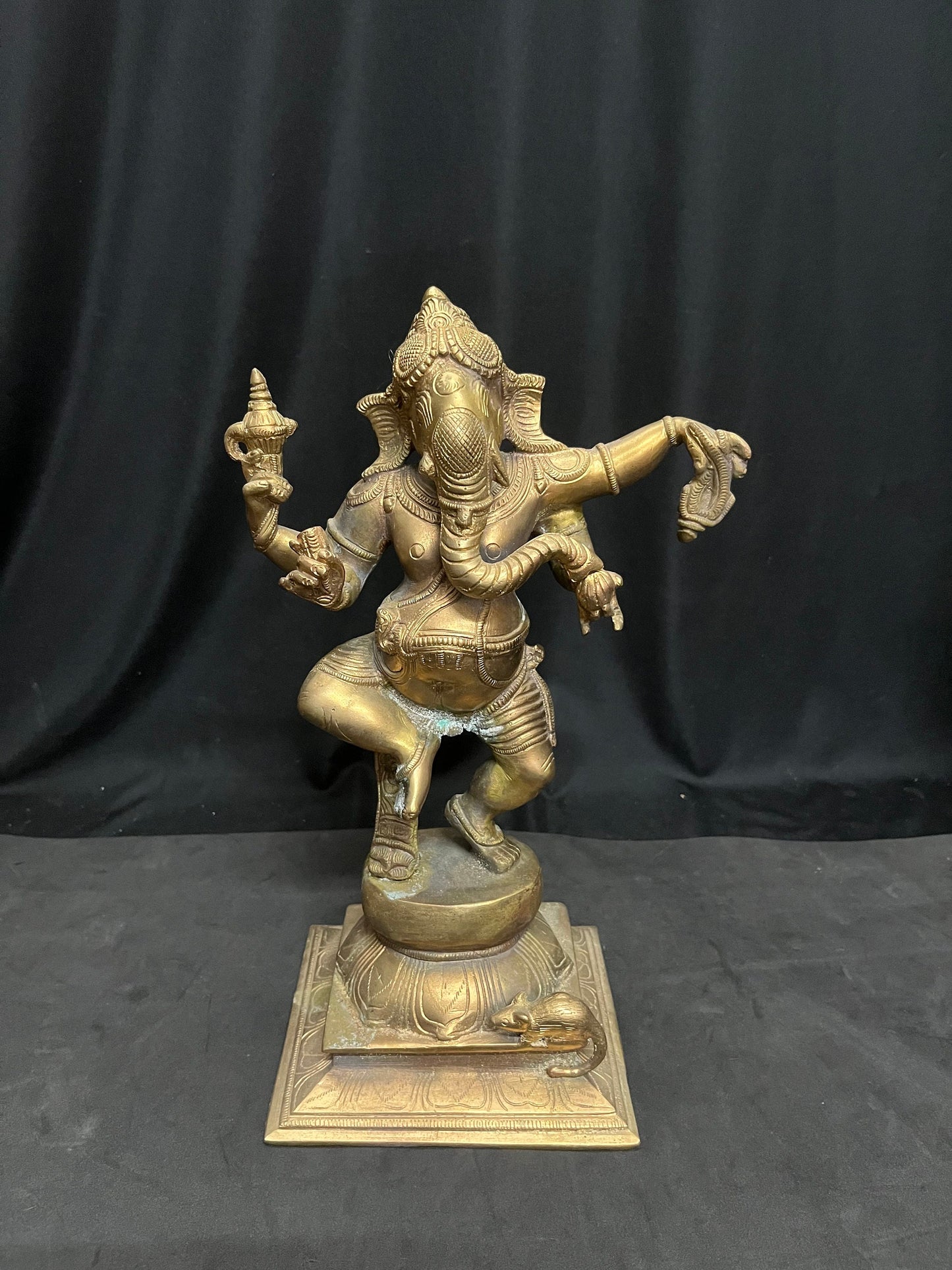 vintage bronze cast Narthana ganesha from south india