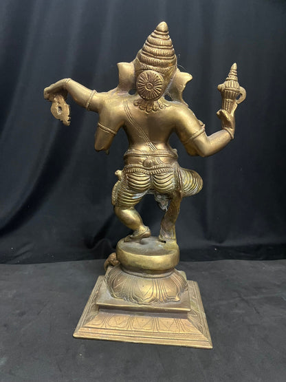 vintage bronze cast Narthana ganesha from south india