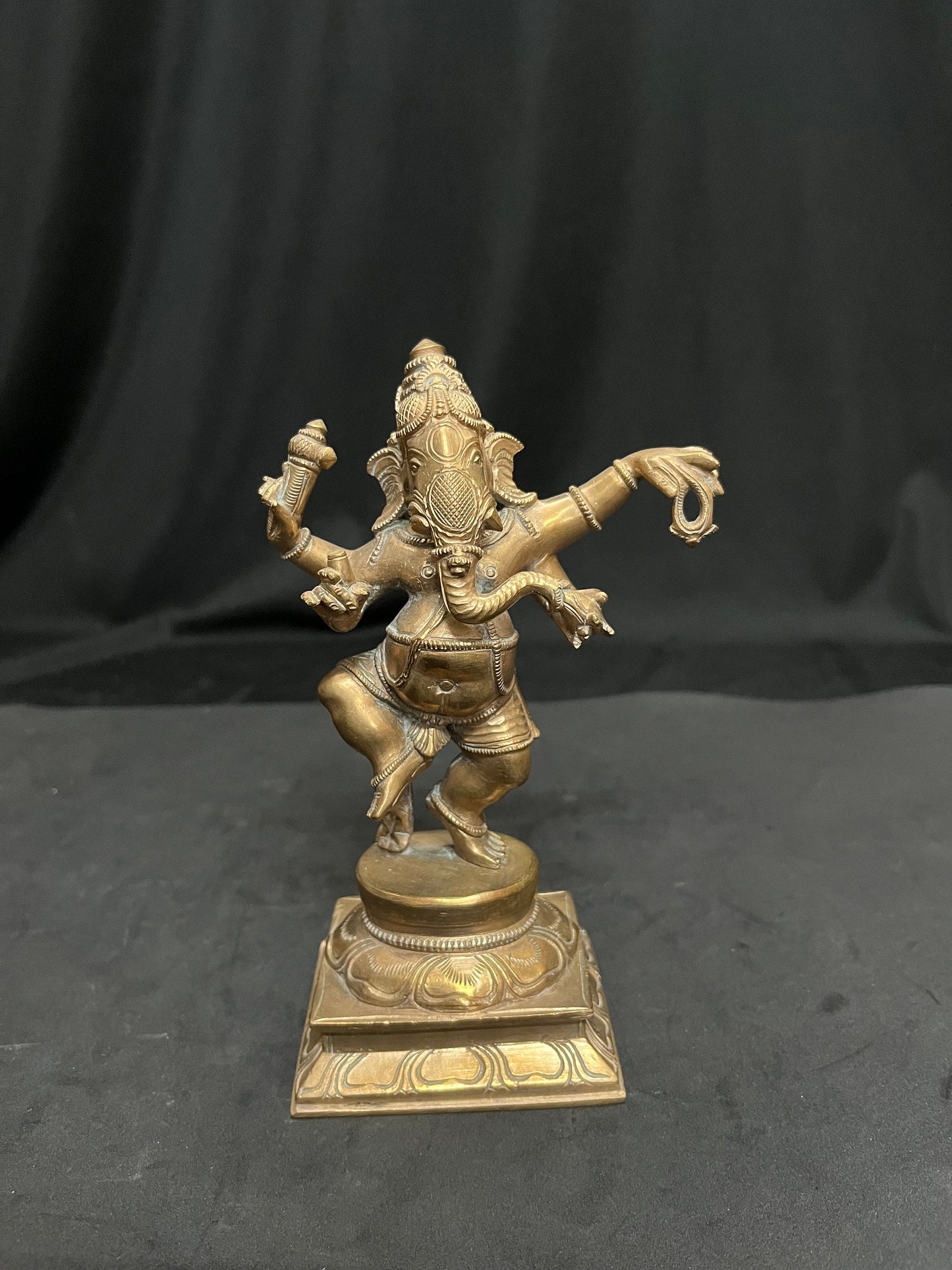 vintage bronze cast narthana ganapathi from south india