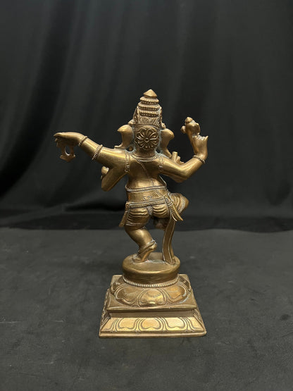 vintage bronze cast narthana ganapathi from south india