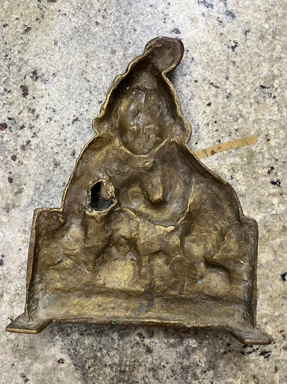 Vintage brass cast krishna plaque