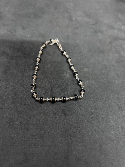 Silver made karimani / black beads chain for god or can be used as bracelet to keep evil eyes far away