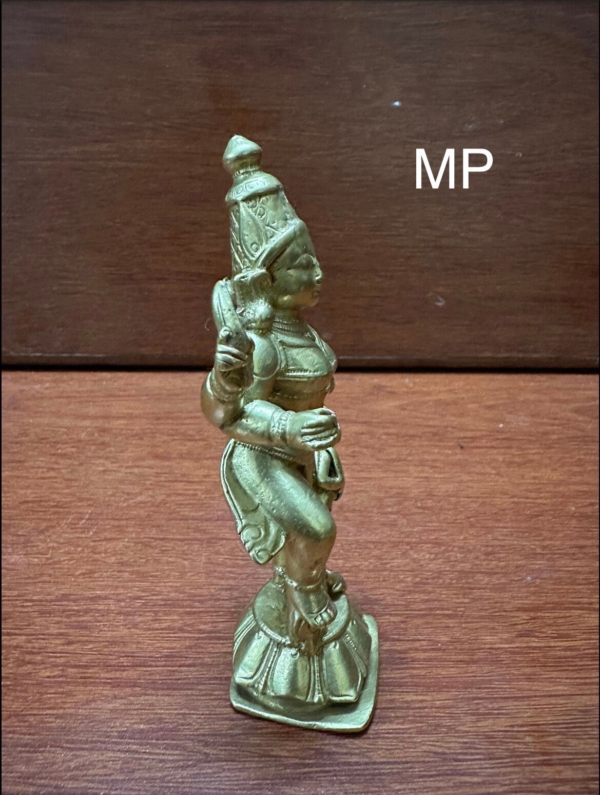 Vintage solid golden bronze cast durga from deccan india