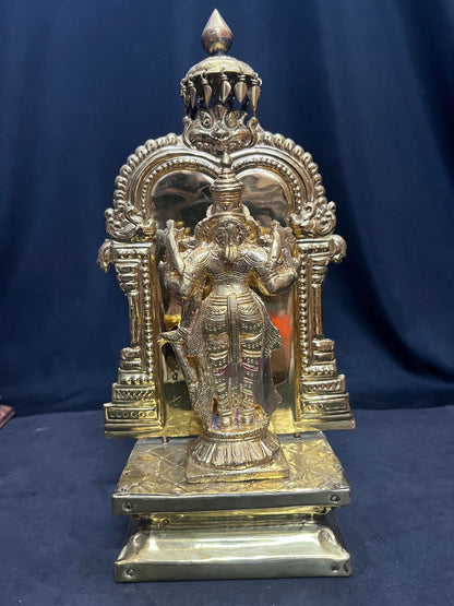 Panchaloha moorthy of Sri Cheluvanaraya Swamy on a brass peetam