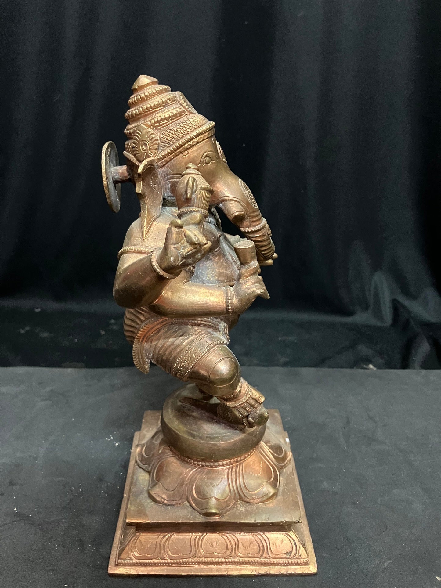 vintage bronze cast narthana ganesha figurine