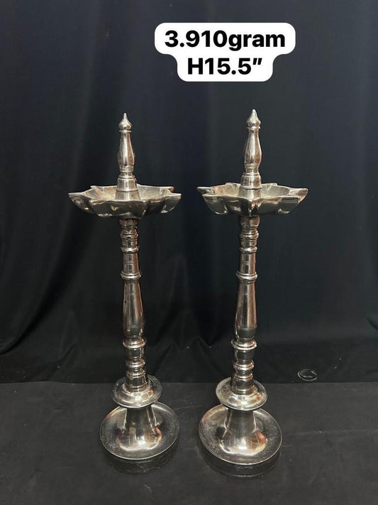 vintage bronze cast chromed oil lamps from deccan