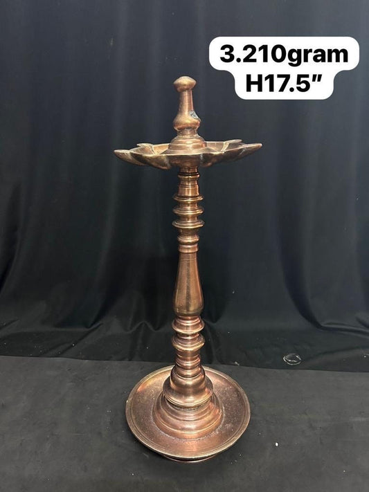 vintage copper casted oil lamp from karnataka