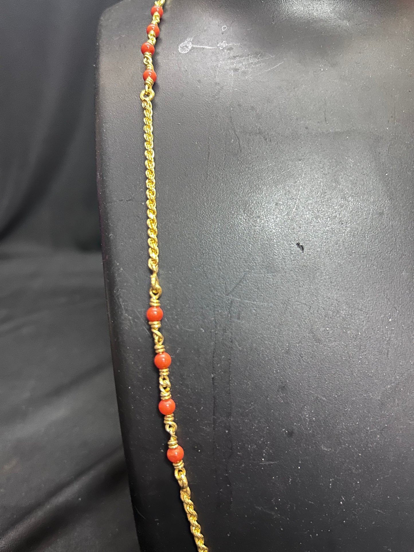 Silver made gold polished coral chain