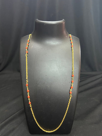 Silver made gold polished coral chain