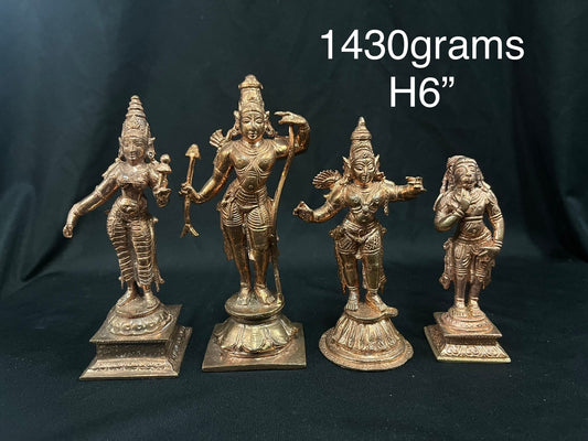 Copper casted idols of Rama Sita Lakshmana Idols