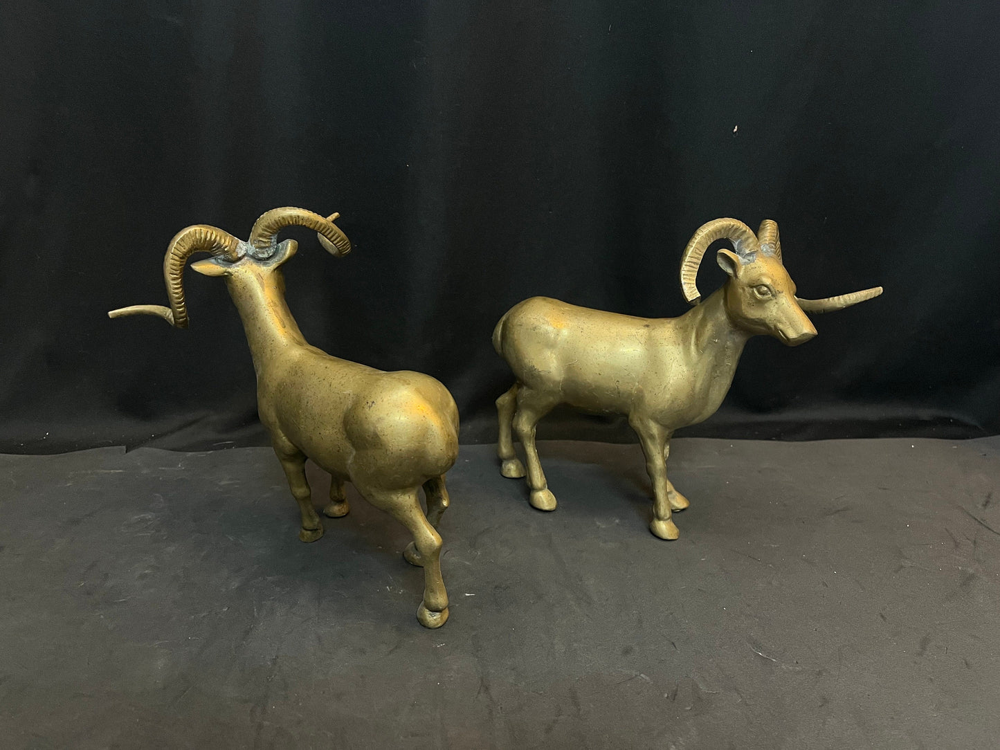 vintage bronze cast deer pair