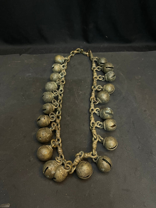 vintage bronze cast bell chain used to decorate bull